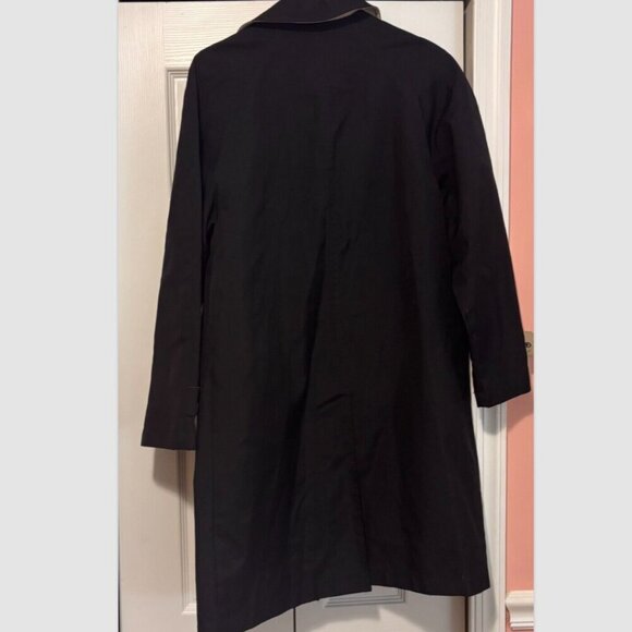 Larry Levine SPORT Trench Coat Rain Jacket Womens Small Black Lined Button Close - Picture 4 of 5
